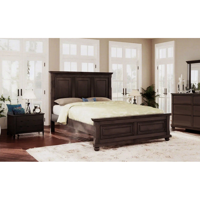 Base de lit tête de lit style pin traditionnel, Brun, Grand lit
