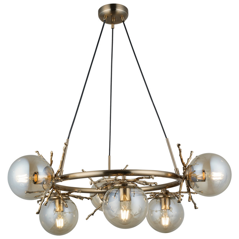 Charlieanne 6 - Light Waggon Wheel Pendant, Satin Brass