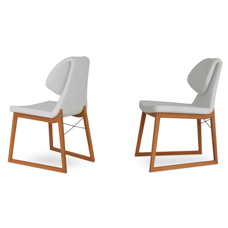 Fauteuil Gakko, Similicuir blanc, Hêtre naturel