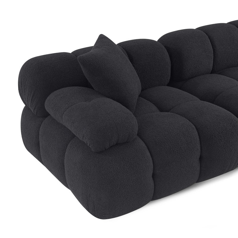 Chesnie Black Vegan Shearling Modular Loveseat