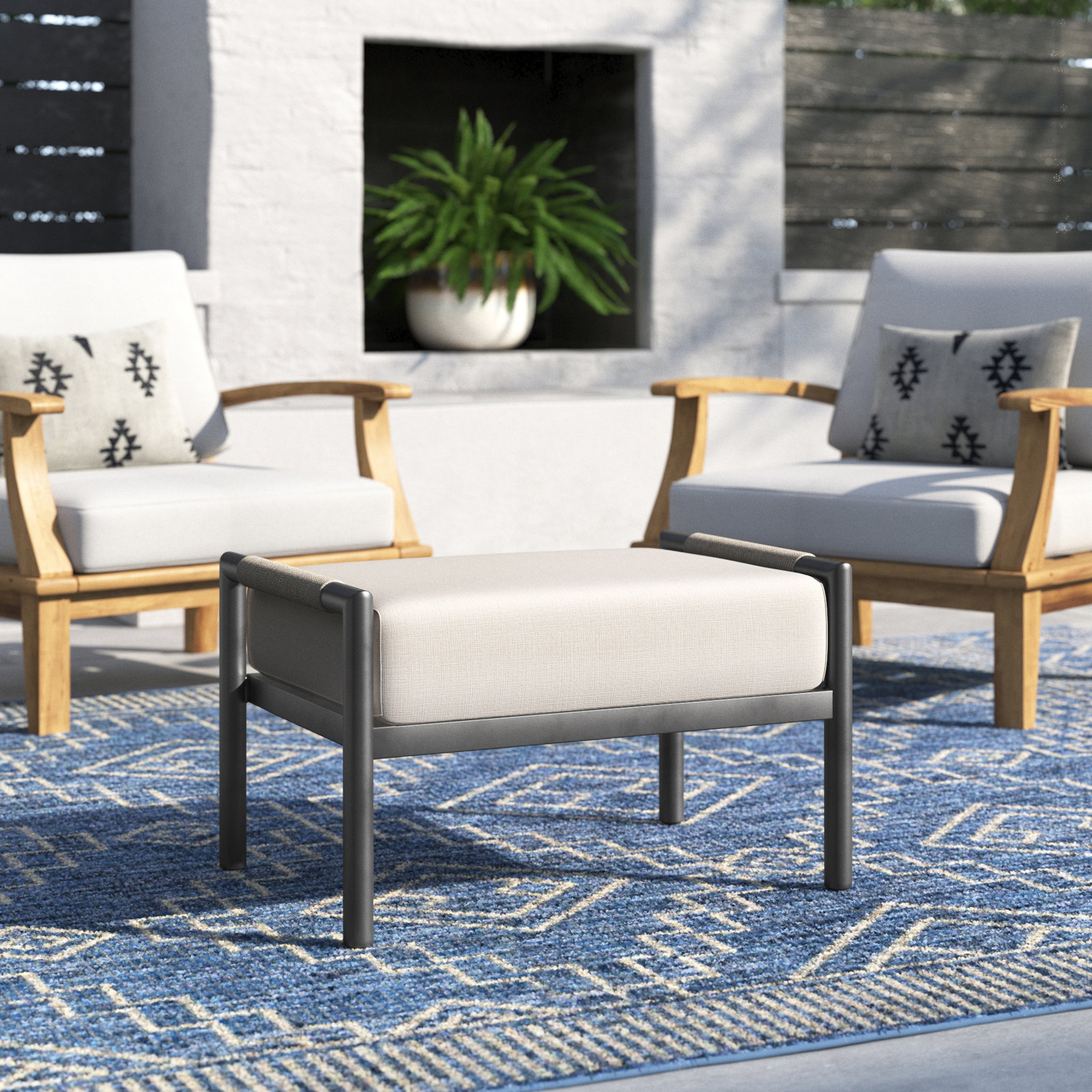 Esme Sunbrella® Patio Footstool, Echo Ash Sunbrella®