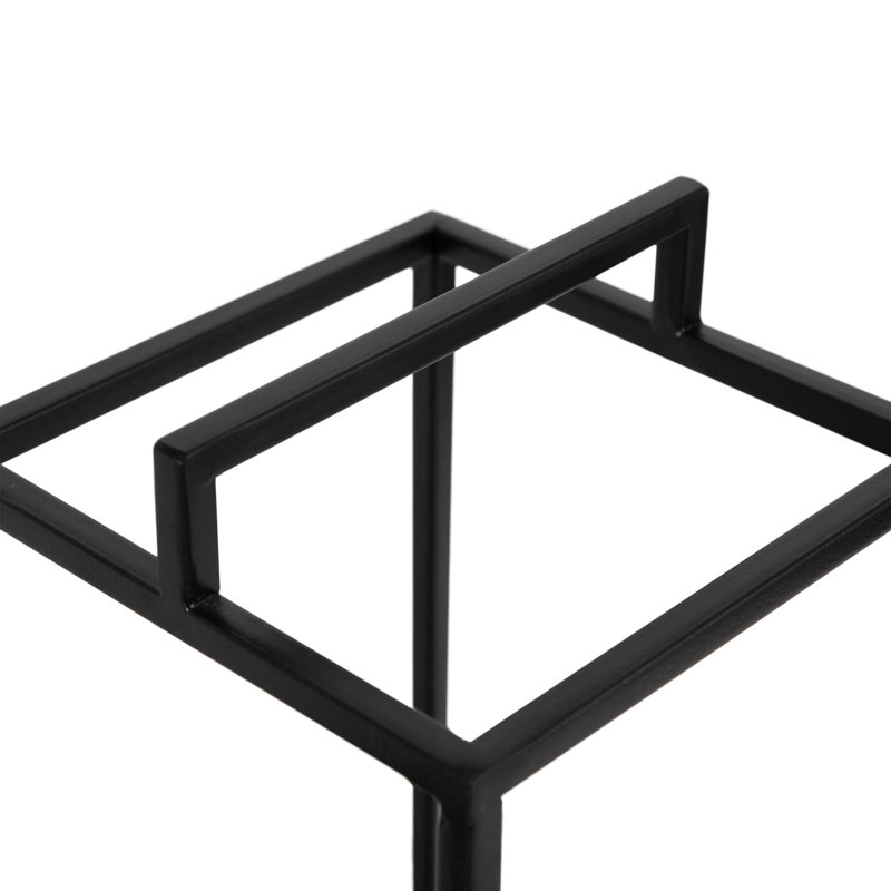Wood and Metal Two-Piece Candle Holder Set, Black