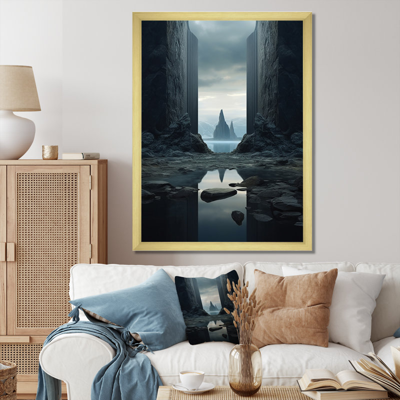 «Mind-Blowing», art mural surréalisme, Cadre photo doré simple, H 20 po x l 12 po x P 1 po