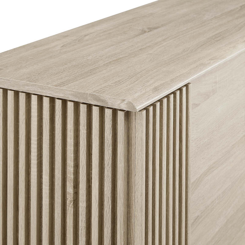Eudora Oak Mid-Century Modern Sideboard with Sliding Doors