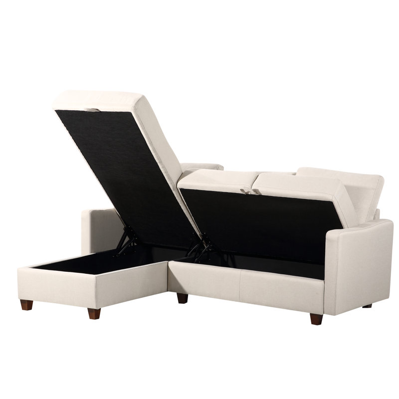 Canapé avec méridienne avec repose-pieds de 81,9 po Delatorre, Beige / Cannelle