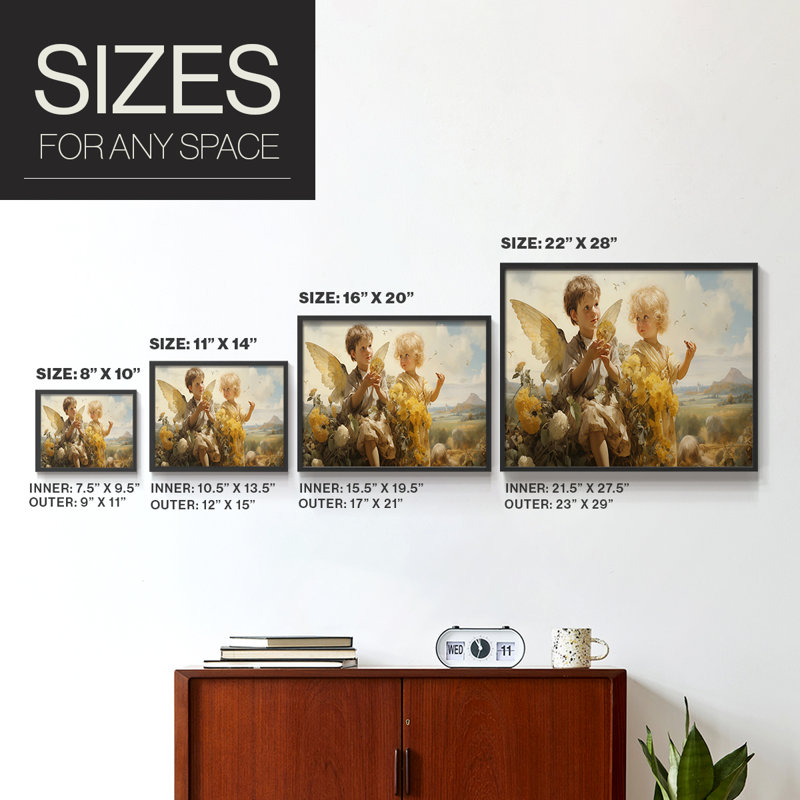 Angels From Above-V - Reproduction encadrée - Restickable, Cadre noir, H 11 po x l 14 po