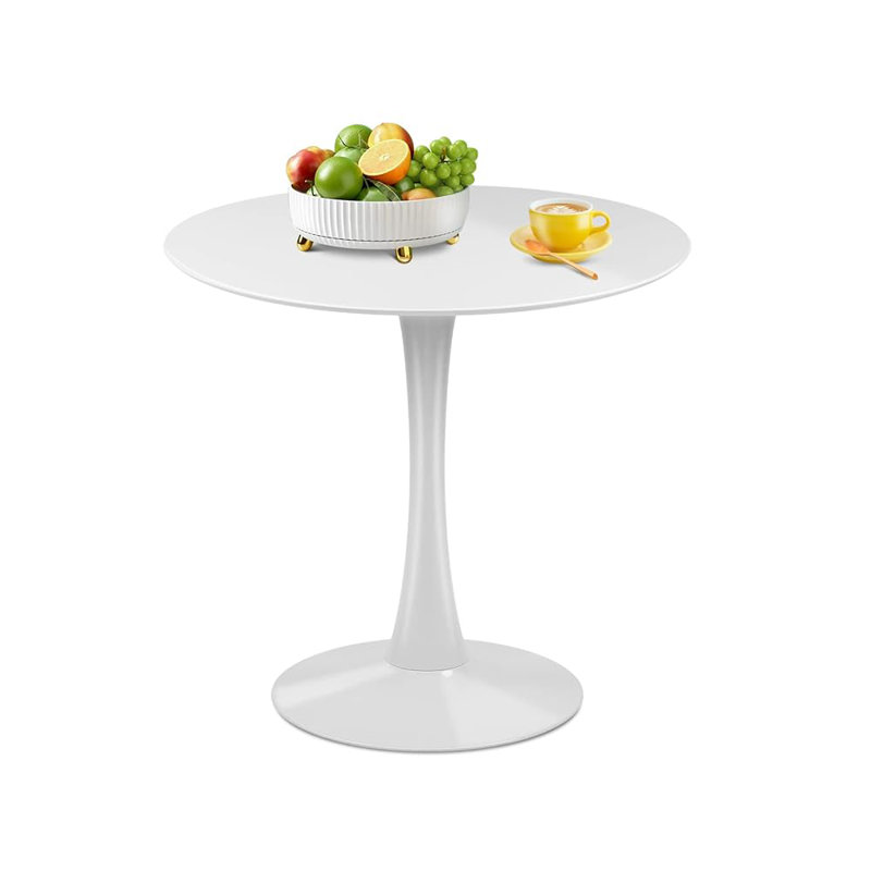 Table de salle à manger en bois avec base piédestal, Blanc / blanc, 29.13"H x 31.5"L x 31.5"W