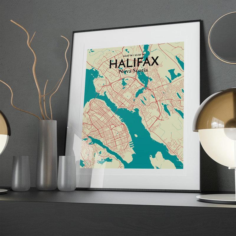 « halifax city map », reproduction d’impression sur affiche en couleur, H 20 po x l 16 po