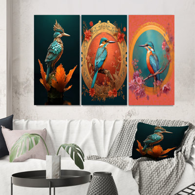" Blue Kingfisher Nature Photography " 3 - Pieces