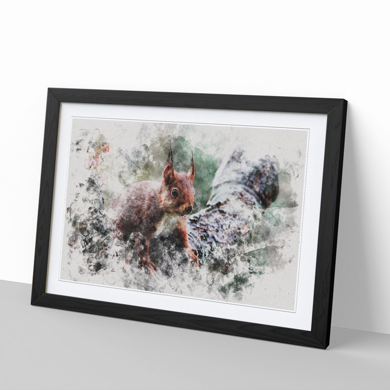 Red Squirrel Vol.1 - Picture Frame Painting, 48cm H x 65cm W x 2cm D, Black Framed