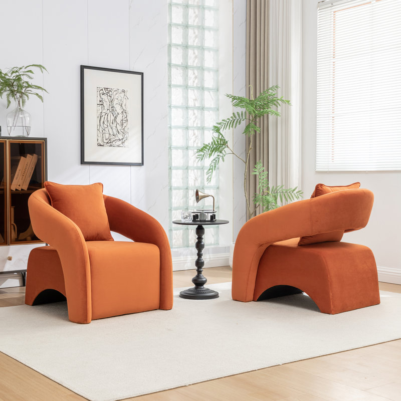 Pinette Upholstered Armchair, Orange