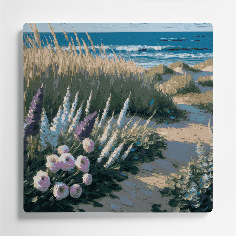 Art mural gris en métal Coastal Coastal Garden