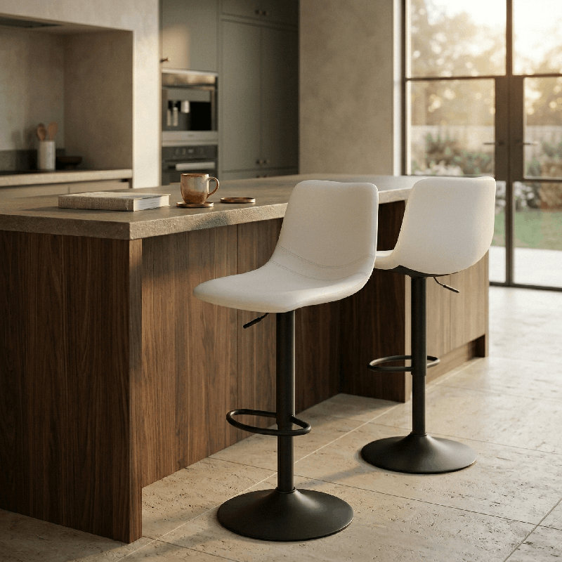 Tabouret de bar pivotant Maximilian, Crème, Simple