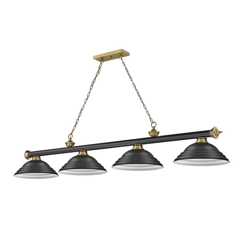Billard 4 lumières Annaleisa, Noir mat / laiton frotté, Noir mat