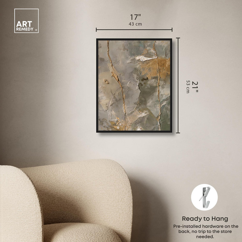 Art textuel abstrait sur toile Gossamer, Cadre noir, H 21 po x l 17 po