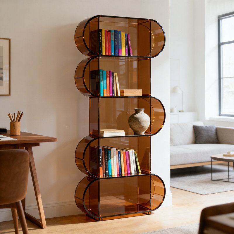 Acrylic multi-layer storage display bookcase, (5 Shelves) 61.02"H x 31.5"W x 9.84"D