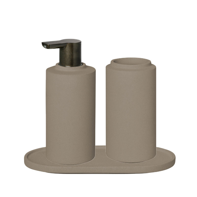 CRETO Concrete Bathroom Accessory Set, Mourning Dove