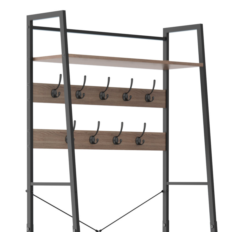 Steel Hall Tree with Bench and Shoe Storage