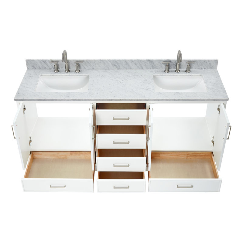 Ensemble de meuble-lavabo double 73 po Abita, Blanc