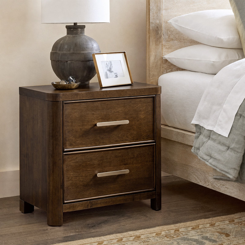 Table de chevet 2 tiroirs Rita, Walnut