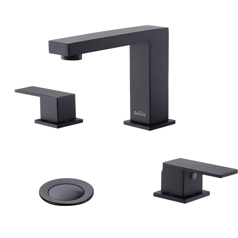 Modern Double-Handle Bathroom Faucet, Matte Black