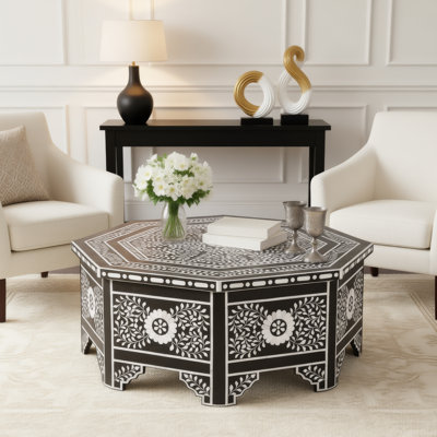 Blackwell 40.25" W Octagonal Bone In-Lay 1 Drawer Coffee Table