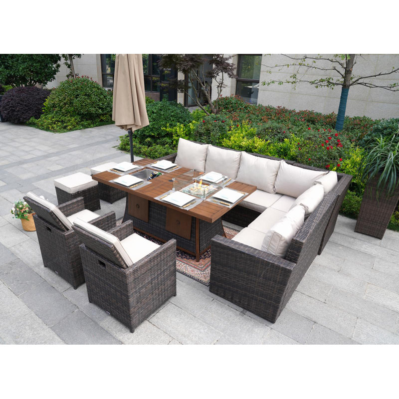 10 - Person Patio Conversation Set with Cushions