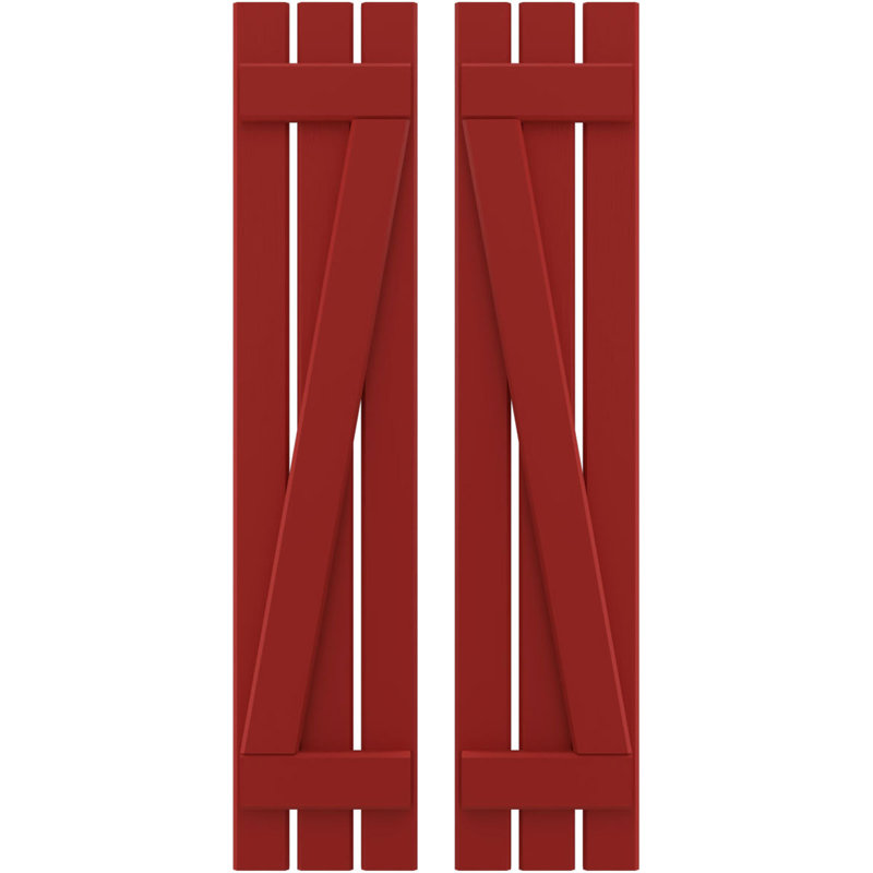 Volets de planche-n-lattes avec barre en Z (par paire) Americraft (2 lattes), Rouge feu, 11 1/2", 57"