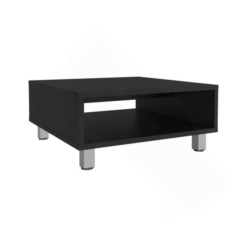 Table basse carrée minimaliste carrée avec rangement ouvert Eclipse, Noir