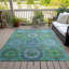 Machine Washable Indoor/Outdoor Xhevrie Teal Rug-111820162