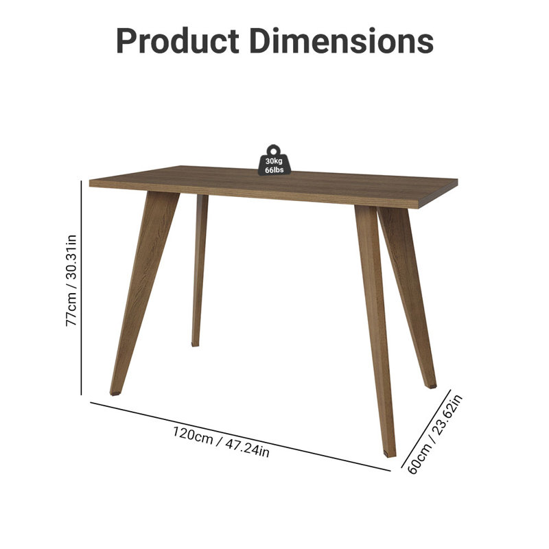 Table de salle à manger George Oliver avec surface en bois - Table de petit-déjeuner pour la cuisine et la salle à manger - Rustique
