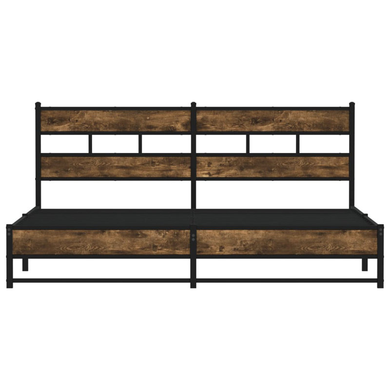 Albarracin Metal Bed, 91.5cm H x 207cm W x 187cm D, Smoked Oak