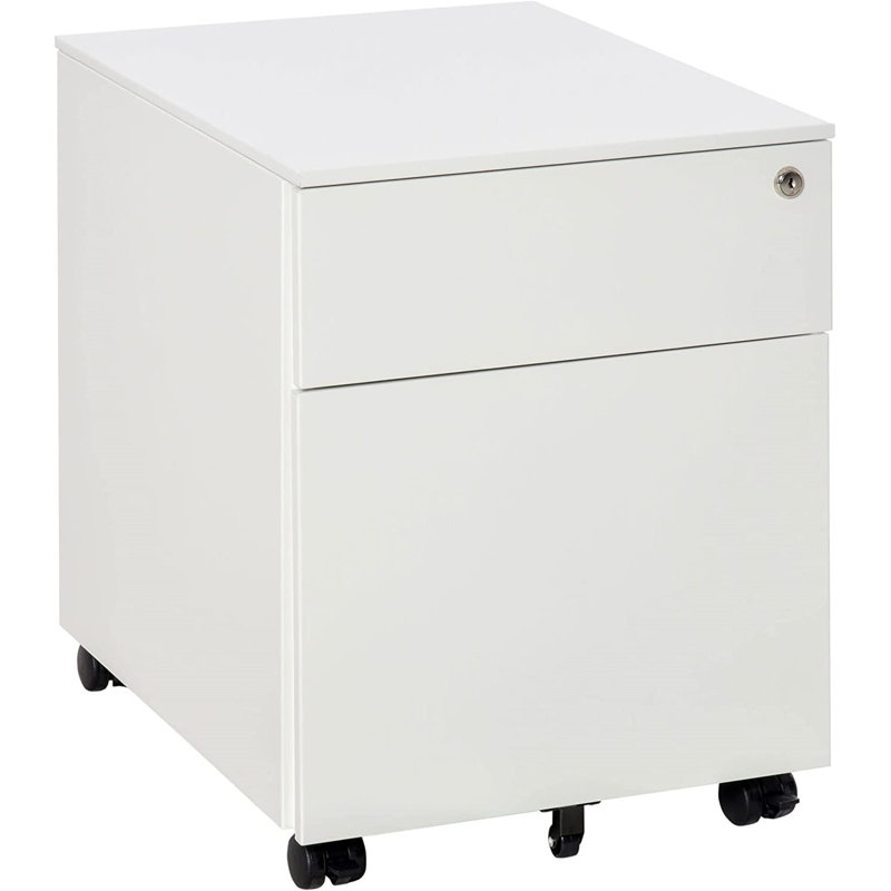 Billups 39cm Wide 2 -Drawer Mobile Steel File Cabinet, White