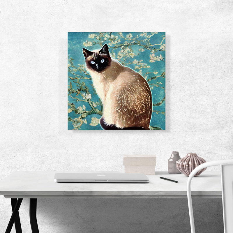 Reproduction d'art graphique sur toile Siamese Cat Breed - bleu sarcelle, H 18 po x l 18 po x P 0,75 po