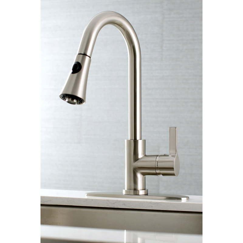 Kingston Brass Continental Single-Handle Pull-Down Kitchen Faucet, Brushed Nickel
