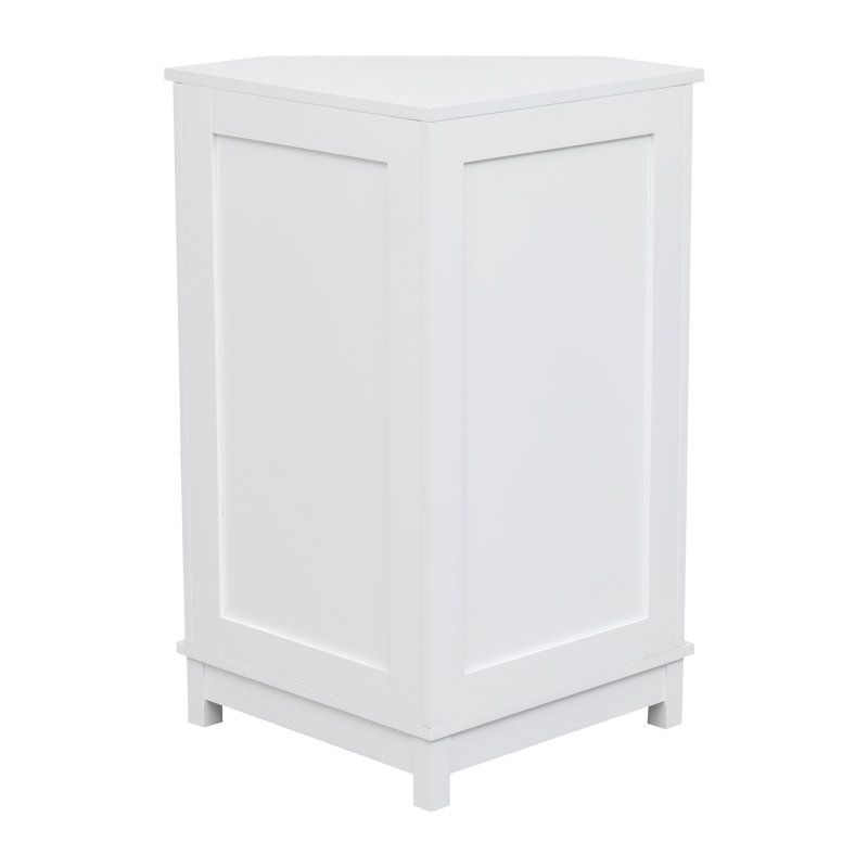 Élégante armoire de salle de bain blanche - coin triangulaire, tablettes réglables, grande capacité pour les articles de toilette et les serviettes