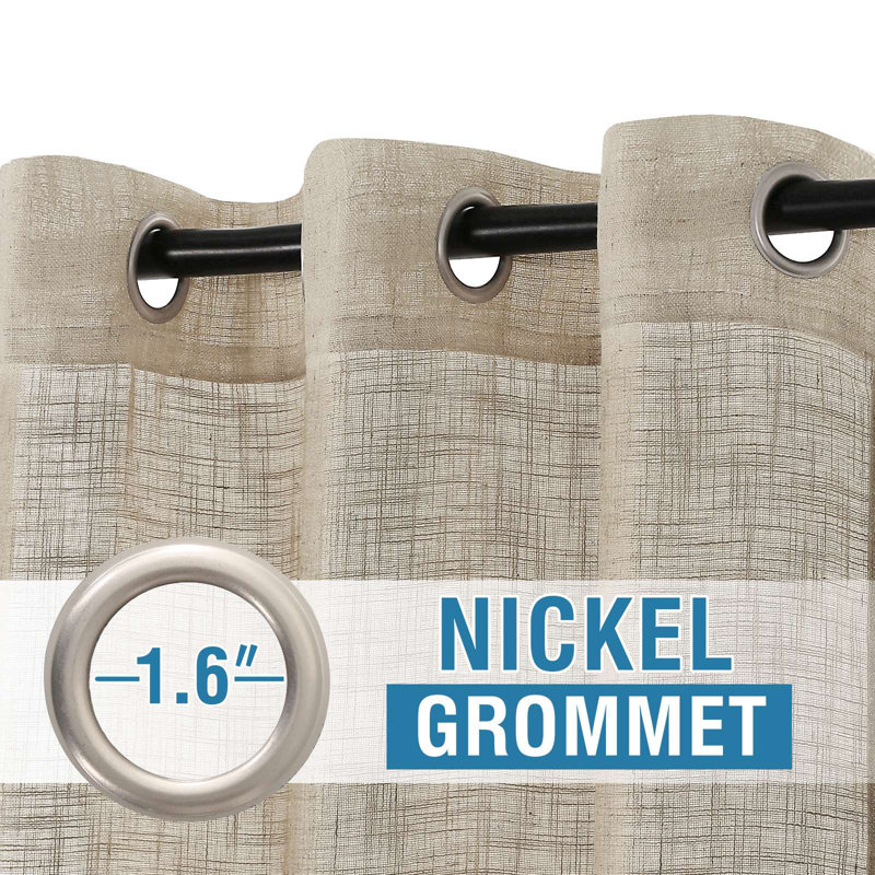 Linen Curtains Natural Linen Blended Curtains for Living Room Burlap Linen Textured Curtains Light Filtering Nickel Grommet Curtains Bedroom Curtains 2 Panel Sets Privacy Added