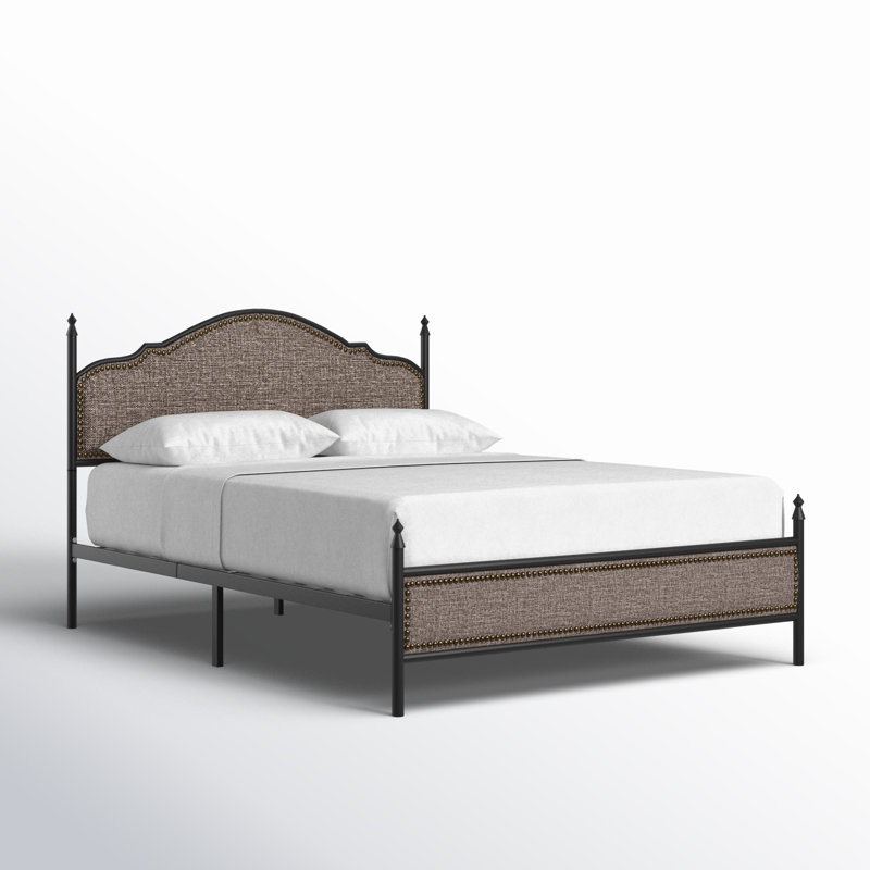 Lit plateforme tapissier Alaja, Marron, Grand