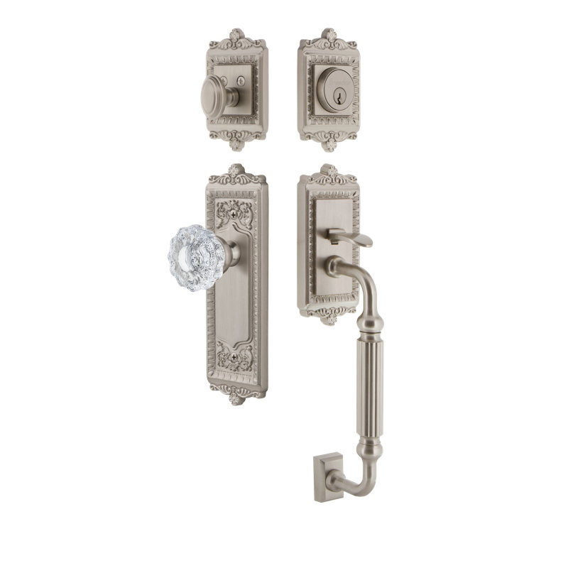 Windsor Handle With Knob And Deadbolt, Satin Nickel