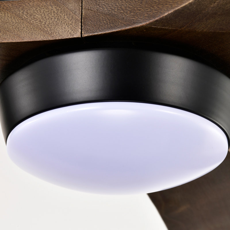 Ventilateur de plafond encastré à pales en bois massif avec lumières, télécommande, moteur à courant continu silencieux, 6 vitesses, ventilateur de plafond réversible