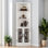 Bibliothèque de rangement à 5 niveaux H 65,3 po x l 23,8 po Armoney, blanc vieilli
