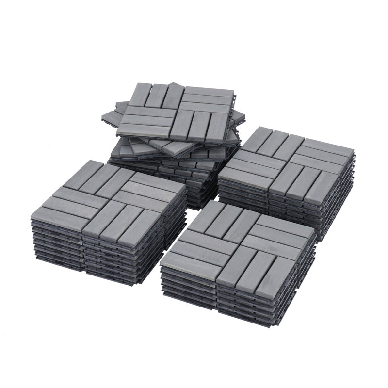 Interlocking Deck Tiles Striped Pattern, Gray