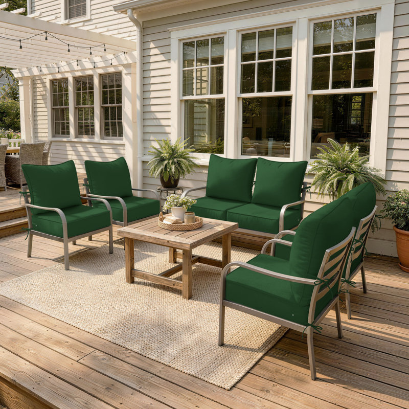 6.5″ Outdoor Replacement Cushion Set, Deep Seating Seat / Back Cushion Set, Green