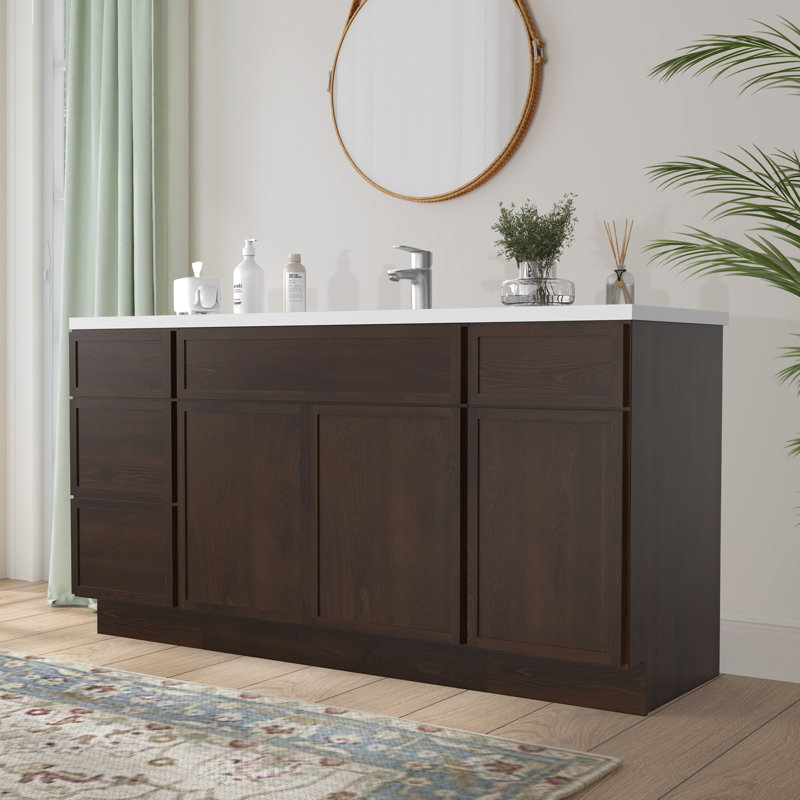 Base de meuble-lavabo simple 69 po seulement, Brun