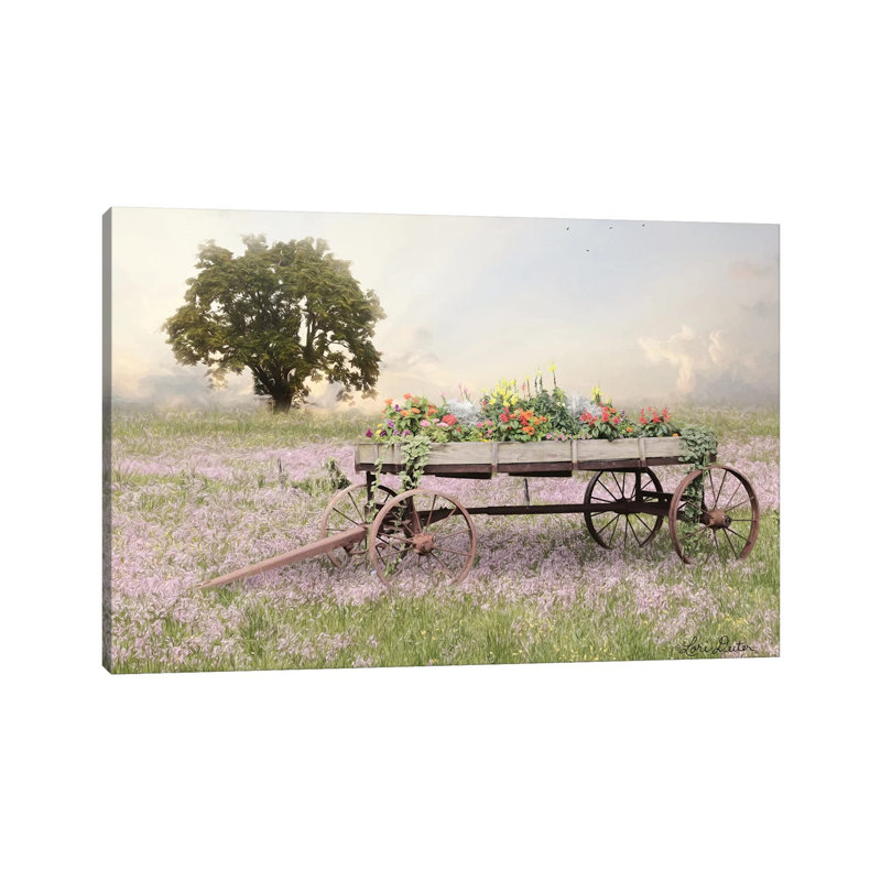 Flower Wagon at Sunset 1 Piece Wall Art on Canvas, 30.48cm H x 45.72cm W x 1.91cm D, Wrapped Canvas