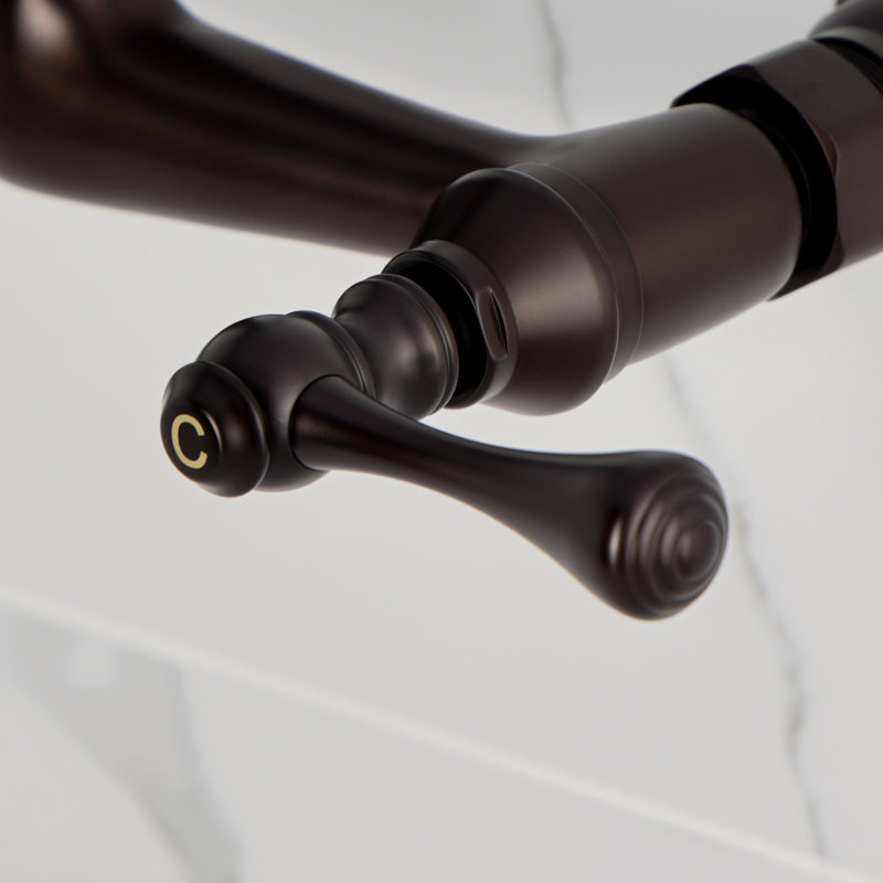 Kingston Brass Vintage Double-Handle 2-Hole Wall-Mount Bridge Kitchen Faucet, Oil Rubbed Bronze