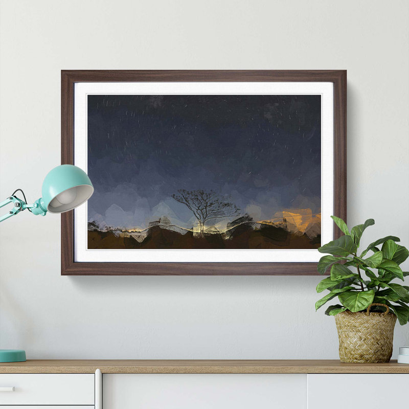 Stars Above the Tree in South Korea - Picture Frame Graphic Art Print, 62cm H x 87cm W x 2cm D, Walnut Framed