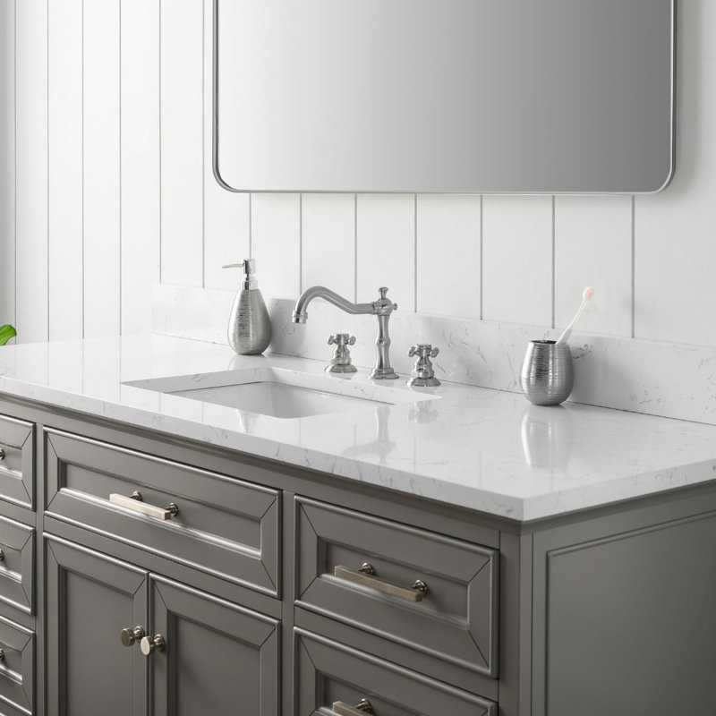 Thompson 60" W Single Bathroom Vanity, Gray/Brushed Nickel