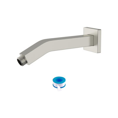 Shower Arm 6.8 x 2.8 x 1.6 Inch Stainless Steel 1 Piece Brushed Nickel with Flange Wall Mount