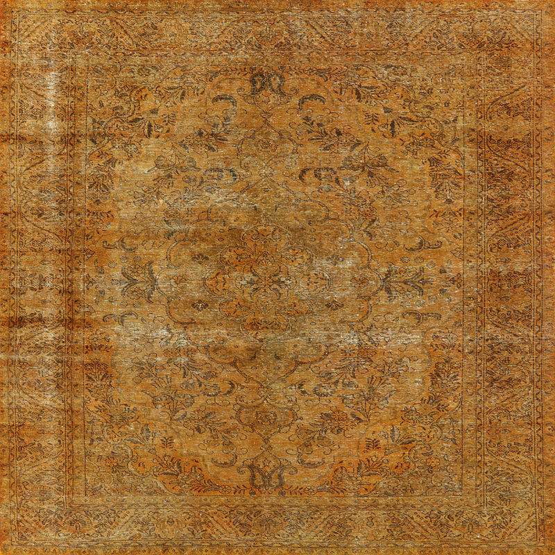 Tapis oriental orange, Carré 5 pi